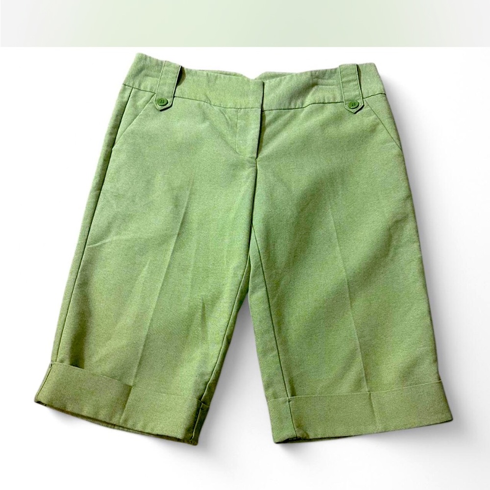 Charlotte Russe Green Bermuda Shorts Tailored Cotton Blend